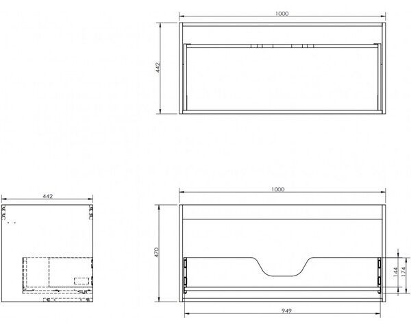 Mexen Box-A, dulap suspendat 100 cm, 1 sertar, grafit mat, 91AX0-1000-470-1-66