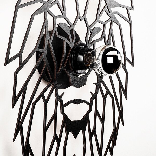Aplica De Perete Lion, Negru, 39x12x49 cm