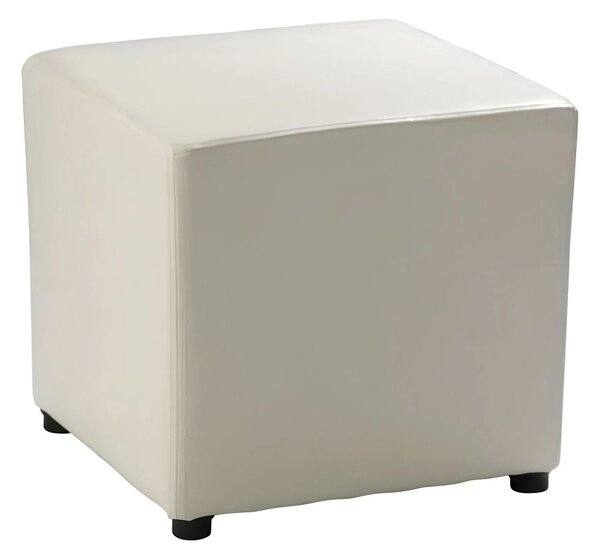Taburet NIKI NEW, alb, piele ecologica, 36x36x36 cm