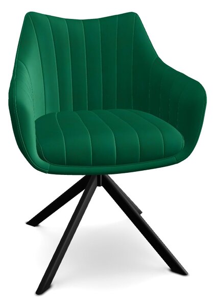 Scaun living rotativ AZALIA, verde/negru, stofa catifelata/metal, 61x4