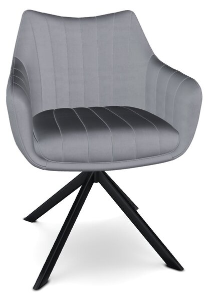 Scaun living rotativ AZALIA, gri inchis/negru, stofa catifelata/metal
