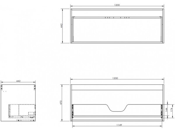 Mexen Box-A, dulap suspendat 120 cm, 1 sertar, nuc, 91AX0-1200-470-1-86