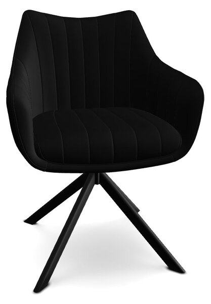 Scaun living rotativ AZALIA, negru, stofa catifelata/metal, 61x44x86 c