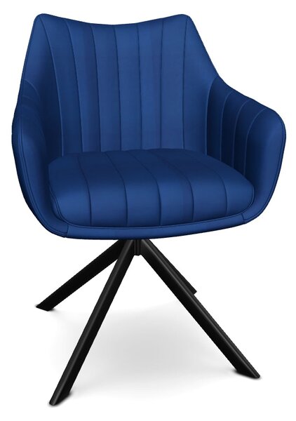 Scaun living rotativ AZALIA, albastru/negru, stofa catifelata/metal, 6