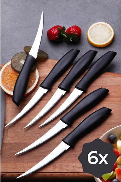 Set 6 cutite MAGIC, negru/crom, otel, 26 cm
