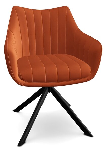 Scaun living rotativ AZALIA, caramiziu/negru, stofa catifelata/metal