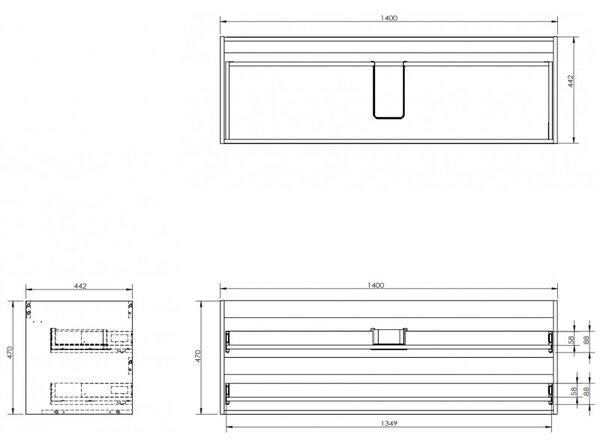 Mexen Box-A, dulap suspendat 140 cm, 2 sertare, nuc, 91AX0-1400-470-2-86