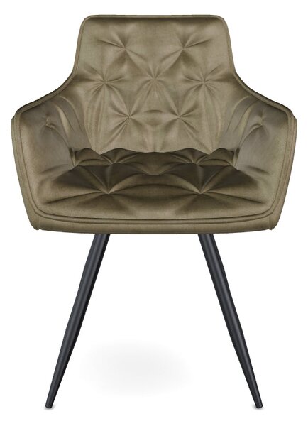 Scaun MANGO, verde maslin/negru, stofa catifelata/metal, 57x45x83 cm