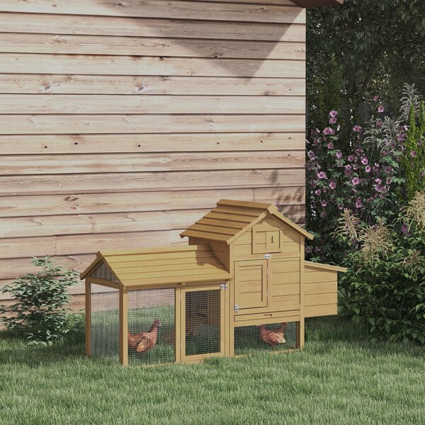 PawHut Coteț Prefabricat din Lemn pentru 2 Găini cu Gard pentru Grădină 150.5 x 54 x 87cm | Aosom Romania