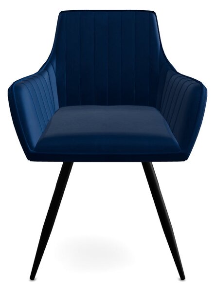 Scaun APPLE, albastru/negru, stofa catifelata - Bluvel 86/metal, 57x47