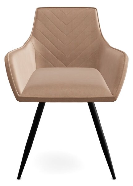 Scaun de living modern FIG, bej/negru, stofa catifelata/metal, 57x47x8