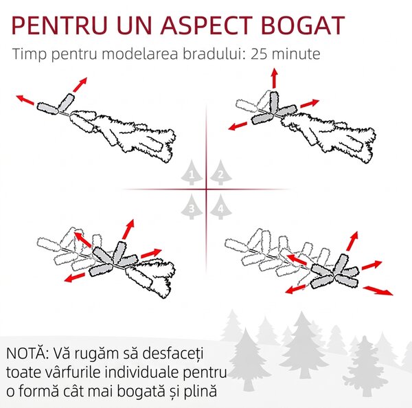 HOMCOM Brad Artificial de Crăciun cu 479 Ramuri, Brad de Crăciun Înalt și Îngust cu Bază Pliabilă, Ø65x180 cm, Verde | Aosom Romania