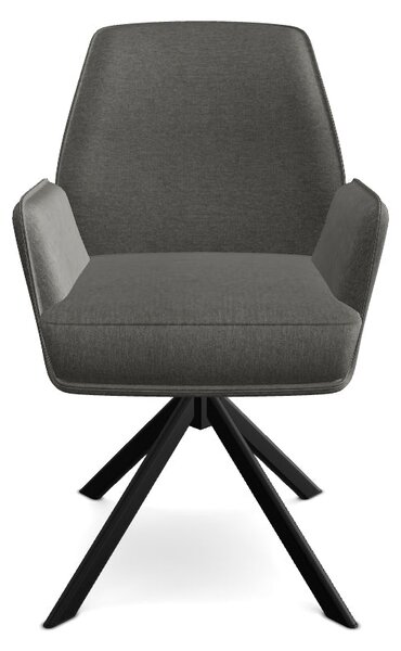 Scaun rotativ HUGO, gri inchis/negru, stofa clasica/metal, 58x46x90 cm