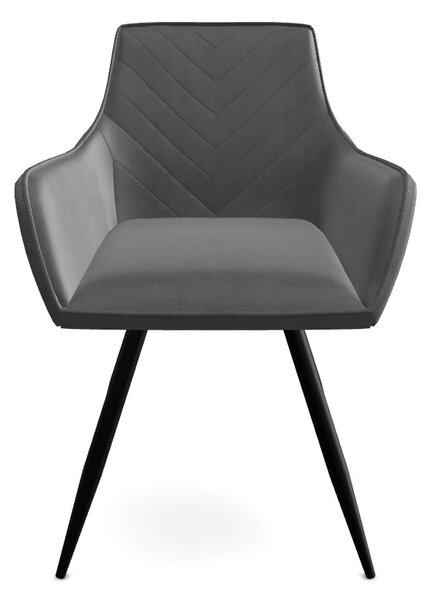 Scaun FIG, gri/negru, stofa catifelata/metal, 57x47x85 cm