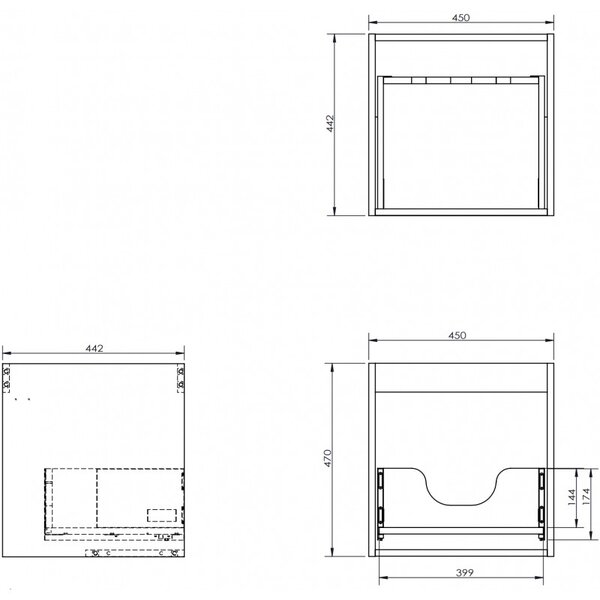 Mexen Box-A, dulap suspendat 45 cm, 1 sertar, gri mat, 91AX0-0450-470-1-62