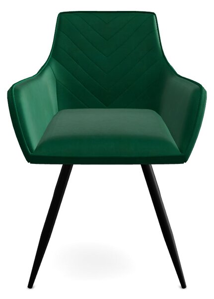 Scaun FIG, verde/negru, stofa catifelata/metal, 57x47x85 cm