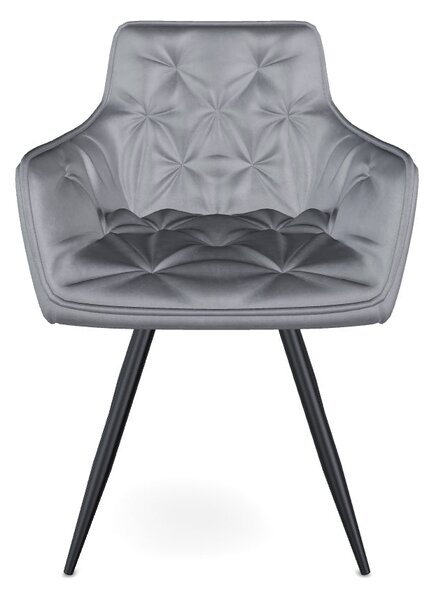 Scaun MANGO, gri/negru, stofa catifelata/metal, 57x45x83 cm