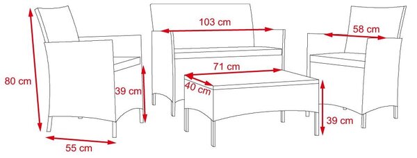 Set mobilier de grădină 7 piese din ratan Avenberg GRANDE gri