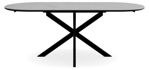 Masa extensibila pentru sufragerie GASTON, alb/negru, ceramica/metal