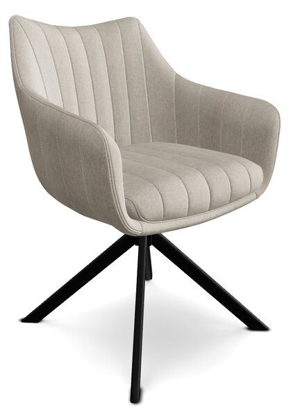 Scaun living rotativ AZALIA, bej/negru, stofa clasica/metal, 61x44x86