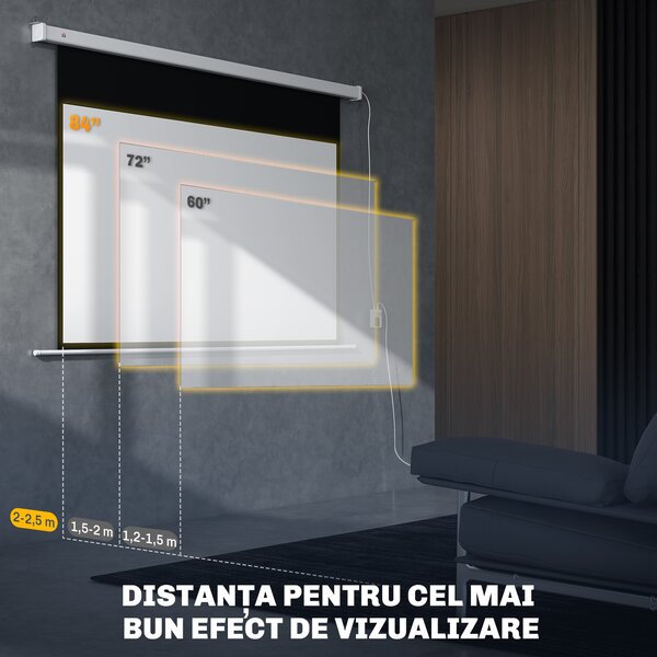 Homcom Ecran Proiector 100” – Montaj Pe Perete sau Tavan | Aosom Romania