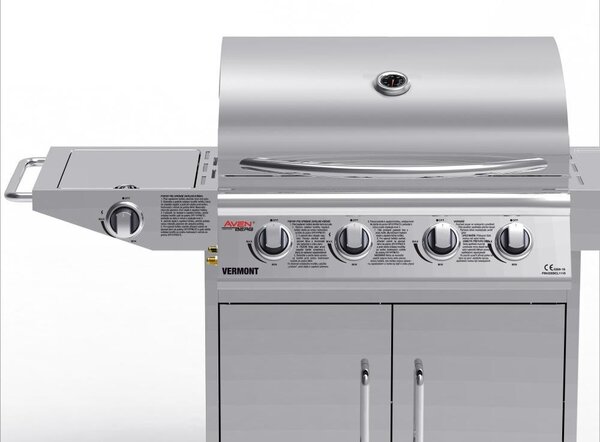 Grătar BBQ pe gaz din inox cu arzător lateral Avenberg VERMONT