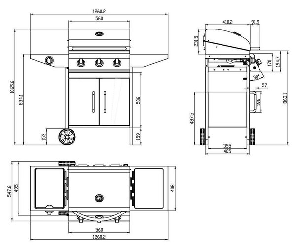 Grătar BBQ pe gaz cu arzător lateral Avenberg COLORADO