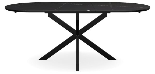 Masa extensibila GASTON, negru mat cu efect de marmura, ceramica/metal
