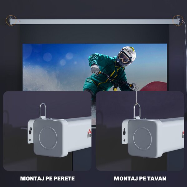 Homcom Ecran Proiector 100” – Montaj Pe Perete sau Tavan | Aosom Romania
