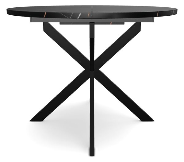 Masa extensibila GASTON, negru mat cu efect de marmura, ceramica/metal