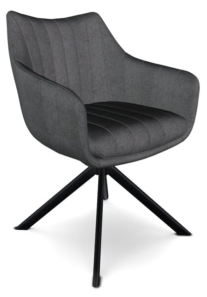 Scaun rotativ AZALIA, gri inchis/negru, stofa/metal, 61x44x86 cm