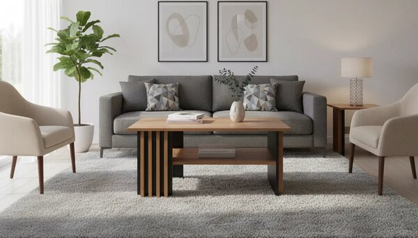 Masuta cafea EVITA, stejar artisan/negru, PAL laminat, 100x60x50 cm