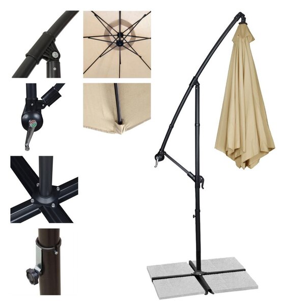 Umbrelă de soare mare, reglabilă, AVENBERG SUNNY 300, diametru 3M, gri