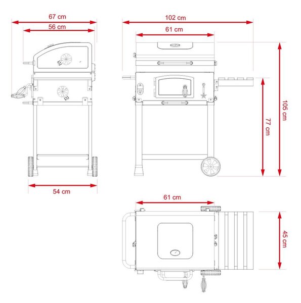 Grătar multifuncțional BBQ Avenberg GENIUS+grătar din fontă+plită+piatră pentru pizza
