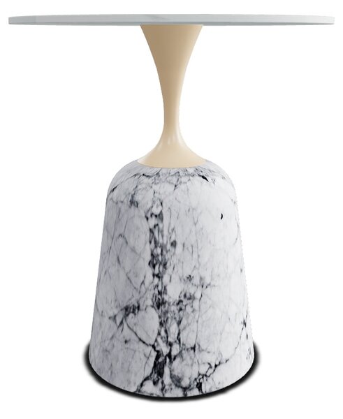 Masuta cafea FAMA, alb cu imprimeu marmura/auriu, ceramica/metal, 50x5