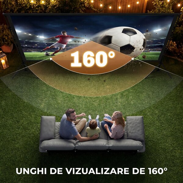 HOMCOM Ecran de Proiecție 120" 4K/8K HD Format 16:9 cu 2 Trepiede Pliabile, Ecran Portabil cu Față Dublă, Unghi Larg de 160°, pentru Cinema Acasă sau Exterior, Alb | Aosom Romania