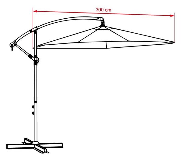 Umbrelă de soare mare, reglabilă, AVENBERG SUNNY 300, diametru 3M, gri