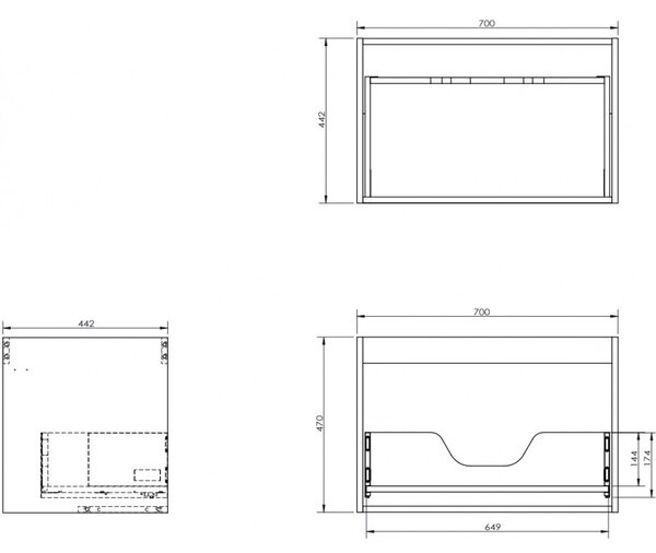 Mexen Box-A, dulap suspendat 70 cm, 1 sertar, stejar, 91AX0-0700-470-1-81