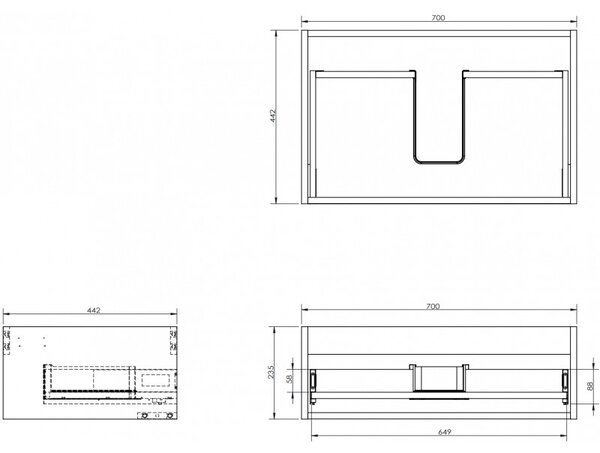 Mexen Box-A, dulap suspendat 70 cm, 1 sertar, alb mat, 91AX0-0700-235-1-01