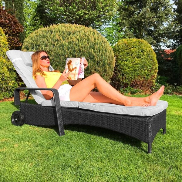 Șezlong de grădină pentru relaxare Avenberg HAVANA - Negru