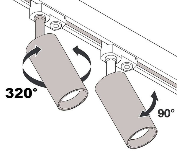 Reflector LED GU10, directionabil pe sina trifazata, maxim 35W, negru mat