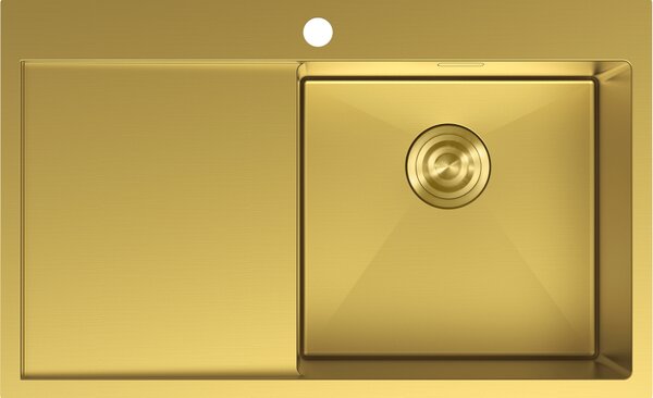 Chiuvetă Mexen Exar, din oțel inoxidabil cu 1 compartiment și scurgător, dreapta, 780 x 480 mm, auriu periat, 6434781010P-55
