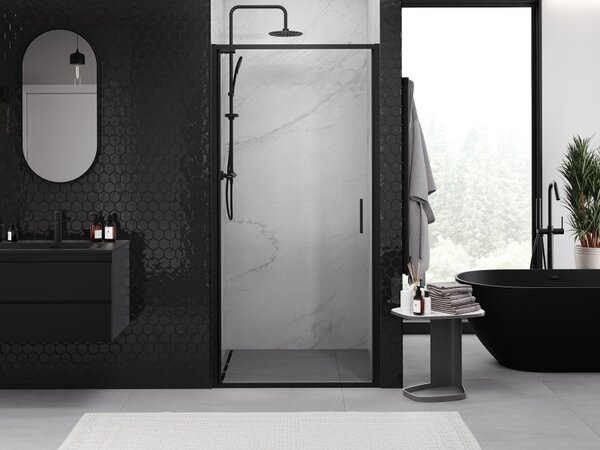 Mexen Exo, usa cu 1 canat pentru deschidere 60x200 cm, sticla transparenta 6mm, profil negru, 817-060-000-70-00