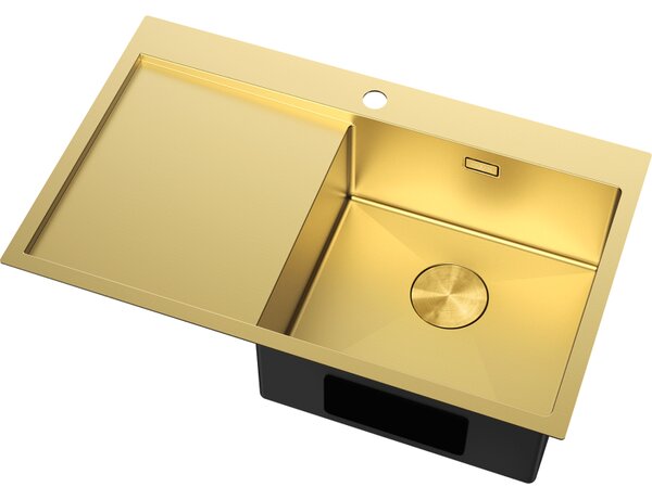 Chiuvetă Mexen Exar, din oțel inoxidabil cu 1 compartiment și scurgător, dreapta, 780 x 480 mm, auriu periat, 6434781010P-55
