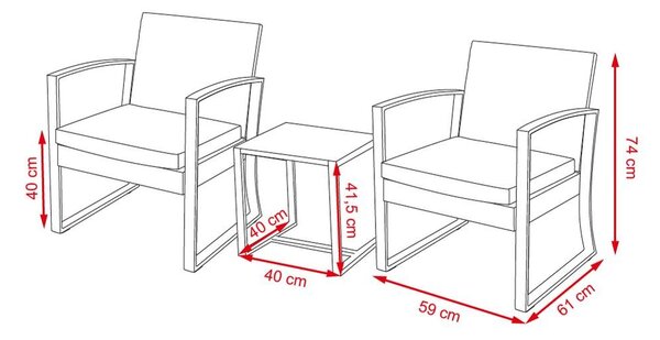 Set mobilier de grădină 3 piese Avenberg BELFAST