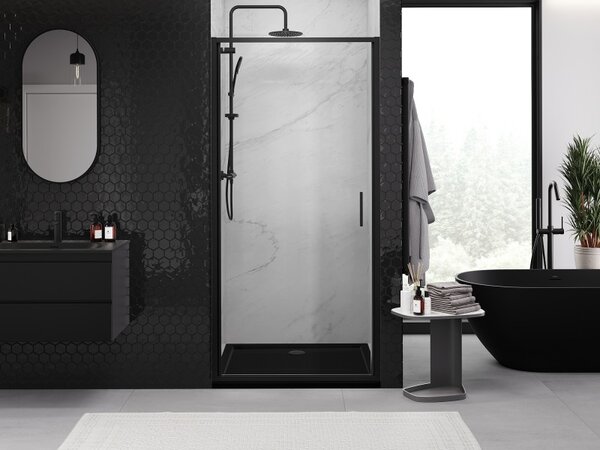 Mexen Exo, usa cu 1 canat pentru deschidere 60x200 cm, sticla transparenta 6mm, profil negru, 817-060-000-70-00