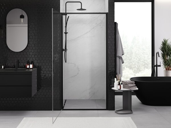 Mexen Exo, usa cu 1 canat pentru deschidere 60x200 cm, sticla transparenta 6mm, profil negru, 817-060-000-70-00