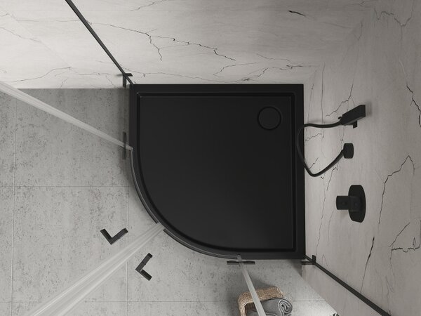Cădiță de duș Mexen Flow+ rotundă 80 x 80 cm, negru mat, 46Q708080H