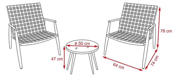 Set mobilier de grădină 3 piese Avenberg BORNEO