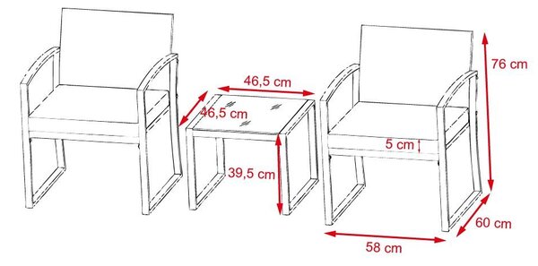 Set mobilier de grădină 3 piese Avenberg BELFORD maro/bej